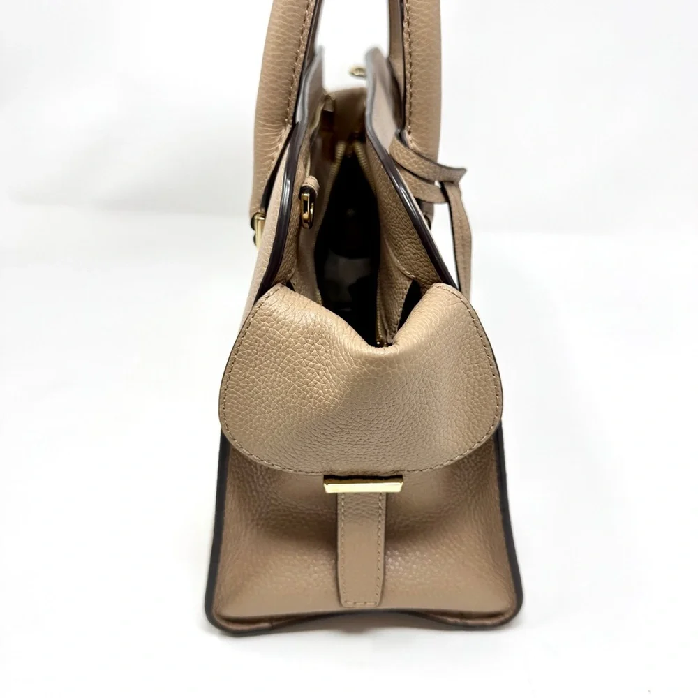 Michael Kors Tan Harper Medium Satchel Pebble Leather Bag